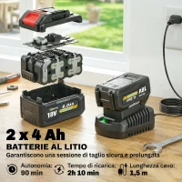 Outsunny Decespugliatore a batteria 18V con 2 batterie e asta regolabile, Argento(m-6)