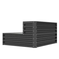 Outsunny 2 Tier Raised Garden Bed, Galvanised Planter Box with Open Bottom for Vegetables Flowers Herbs, 120x101x58cm, Dark Grey(m-12)