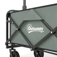 Outsunny Chariot de transport pliable chariot à roulettes avec poignée télescopique avec ouverture arrière 76 x 48 x 92 cm vert(m-15)