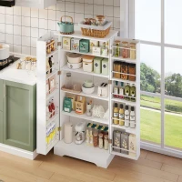Armário de cozinha multifuncional, porta dupla com compartimento de arrumação, 60x35x128 cm, Branco(m-7)