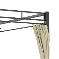 Outsunny Pergola de Jardin Tonnelle de Jardin Extérieur Toit Rétractable 4 Rideaux Protection UV30+3x3m Beige(m-13)