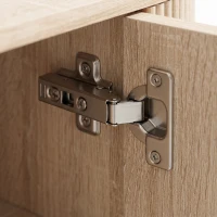 HOMCOM Buffet salon, meuble de rangement ovale avec 4 portes et étagère réglable, 90 x 40 x 76 cm, chêne(m-13)
