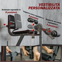 SPORTNOW Macchina per Leg Extension e Leg Curl con Schienale e Cuscinetti Regolabili, 100x90x105 cm, Grigio e Nero(m-6)