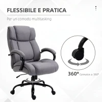 Vinsetto Sedia Ufficio Ergonomica in Tessuto Effetto Lino, Portata 220kg, Girevole, Altezza Regolabile, Grigio Chiaro(m-7)