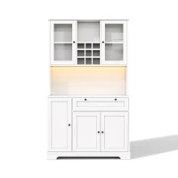 Coluna de cozinha com vitrine, cinco portas, uma gaveta, prateleiras ajustáveis, 105x40x180 cm, Branco(m-1)