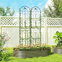 Outsunny Support pour Plantes Grimpantes avec Oiseaux Lot de 2 Treillis de Jardin pour Légume Vigne Fleur Métal 50 x 220 cm Noir(m-10)
