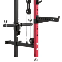 SPORTNOW Stazione di Muscolazione Pieghevole 700 kg Altezze Regolabili con Doppie Pulegge, Supporti per Bilanciere, 184x123x209cm, Rosso(m-8)