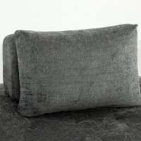 HOMCOM Canapé-lit pliant 2 en 1, chauffeuse 1 place, convertible en chenille, coussin épais, dossier et oreiller, gris(m-12)
