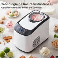 HOMCOM mașină de înghețată autorefrigerantă pentru deserturi perfecte(m-4)