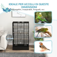 PawHut Gabbia per Uccelli con Vassoio Estraibile e Posatoi, Voliera per Pappagalli, 61x36.5x98cm, Nero(m-6)