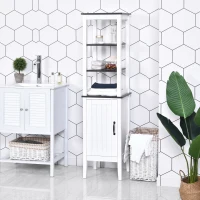 HOMCOM Mobile Bagno Alto Stretto, Mobiletto Bagno Salvaspazio con 3 Ripiani Aperti, Ripiano Regolabile, per Lavanderia, 40x38x162.5 cm, Bianco(m-10)