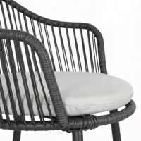 Outsunny Ensemble de jardin salon de jardin en résine tressée cadre en acier 2 fauteuils + 1 table basse coussins inclus gris(m-12)