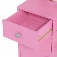 AIYAPLAY Coiffeuse pour enfants avec tabouret et miroir LED, table de maquillage pour 3 à 8 ans, 88,6 x 38,8 x 96,9 cm, rose(m-11)