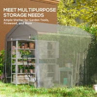 Outsunny 8 x 6.5 ft Outdoor Garden Storage Shed, Waterproof Bike Tent w/ Double Roll-up Zipper Door for Garden Tools, Dark Grey(m-7)