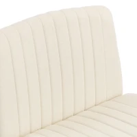 HOMCOM Imitation Linen Criss Cross Legged Desk Chair, Armless Office Chair with Wheels, Green(m-12)