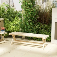 Outsunny Banc de Jardin en Bois massif, Banquette de Jardin avec Assise à Lattes Effet Bois, 140 x 40 x 43 cm, Bois Naturel(m-2)