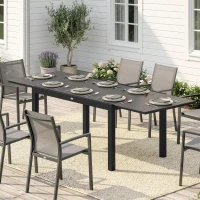 Outsunny Tavolo da Giardino Allungabile per 8-10 Persone con Piano in Vetro Temperato, in Alluminio, 140/240x90 cm, Nero(m-10)