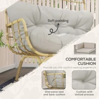Outsunny Rattansessel Outdoorsessel, wetterbeständig, 126 cm x 72 cm x 126 cm, Natur + Grau(m-4)