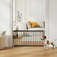 PawHut Barrera de Seguridad para Perros Pequeños Extensible 67-93,5 cm Altura 45 cm para Puertas y Escaleras Negro(m-10)