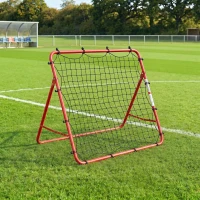 SPORTNOW Filet de Rebond Football Portable, 5 Angles Réglables en Acier et Nylon à Double Couche, 103x72x89cm, Rouge(m-2)