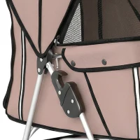 PawHut Poussette pour Chien 4 Roues, Chariot Pliable avec Auvent Réglable, Panier de Rangement, 77x44x102cm, Café(m-13)