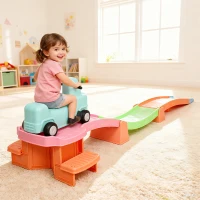 AIYAPLAY 3(m) Four-Piece Ride on Kids Roller Coaster w/ Non-Slip Steps, for Ages 2-5 Years - Orange(m-2)