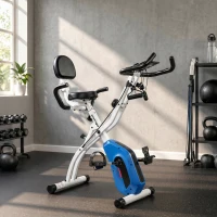 SPORTNOW Bicicletă de Apartament Pliabilă Bicicletă Fitness 3-în-1 Silențioasă Conectată Kinomap Bluetooth și Zwift 105x53,5x109cm Albastru(m-2)