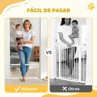 PawHut Barrera de Seguridad para Perros Pequeños Extensible 67-93,5 cm Altura 45 cm para Puertas y Escaleras Blanco(m-4)