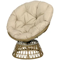 Outsunny Sillón Papasan Giratorio de Ratán Sintético con Cojín Carga 120 kg para Exterior Jardín Terraza 85x70x82 cm Amarillo(m-11)
