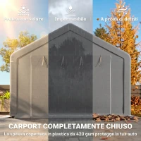 Outsunny Garage Auto per Esterno con Porte a Cerniera e Pannelli Removibili 8x4 m, Grigio Scuro(m-4)