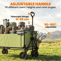 Outsunny Chariot de jardin pliable 130 L chariot de transport sac amovible poignée télescopique rotative 90 x 50 x 60 cm noir(m-8)