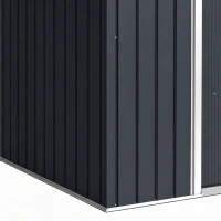 Outsunny Abri de jardin en métal 2,77 m² cabane de jardin 213 x 130 x 185 cm avec fondation, porte coulissante gris foncé(m-12)