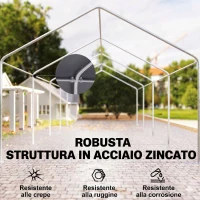 Outsunny Garage Auto per Esterno con Porte a Cerniera e Pannelli Removibili 8x4 m, Grigio Scuro(m-5)