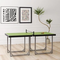 HOMCOM Mesa de Ping-Pong Plegable con Red y Marco de Acero Fácil de Transportar para Interior 182x91x76 cm Verde(m-10)