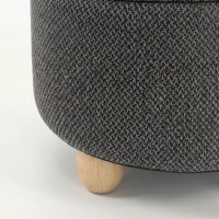 HOMCOM Storage Sitting Bench with Lid, Round Storage Ottoman with Rubberwood Legs, Dark Grey(m-11)