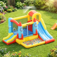 Outsunny Castelo Insuflável com 2 Escorregas Trampolim e Piscina para Crianças acima de 3 Anos com Inflador e Bolsa de Transporte para Interior Exterior 330x265x185cm Multicor(m-13)