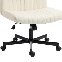 HOMCOM Imitation Linen Criss Cross Legged Desk Chair, Armless Office Chair with Wheels, Green(m-13)
