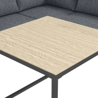 Outsunny Salon de Jardin Extérieur 3 Pièces 5 Personnes, 2 Canapés avec Coussins Épais, 1 Table Basse, 183x183x72cm, Gris Foncé(m-11)