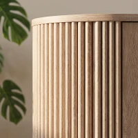 HOMCOM Buffet salon, meuble de rangement ovale avec 4 portes et étagère réglable, 90 x 40 x 76 cm, chêne(m-11)