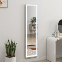 HOMCOM 2 in 1 Ganzkörperspiegel mit LED-Licht, freistehend, wandmontiert, dimmbar, 40 cm x 37 cm x 156,5 cm, Silber(m-10)