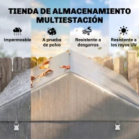 Outsunny Abrigo para Ferramentas Bicicletas e Motos 1,6x2,2x1,7 cm Garagem Portátil com 2 Habitações Cinza Claro(m-4)
