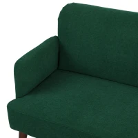 HOMCOM Velvet Feel Fabric 2 Seater Sofa, Small Sofa Loveseat with 21cm Thick Padding and Wood Legs, Dark Green(m-7)