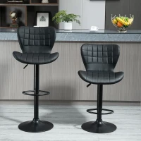 HOMCOM 2-er-Set Barhocker Retrodesign 47 cm x 51,5 cm x 89-109 cm Schwarz(m-10)