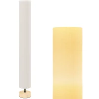 HOMCOM Lampadaire sur pied de salon avec abat-jour en lin, interrupteur à pied, 2 x douille E27, 120 cm, beige(m-12)