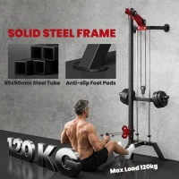 SPORTNOW Station de Musculation à Poulie Machine à Câble LAT Fixation Murale Charge de Poids Personnalisable 85x68x210cm Noir(m-8)