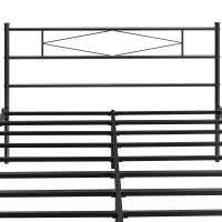 HOMCOM 5ft King Bed Frame with Headboard and Footboard, Metal Platform Bed Frame with 32 cm Underbed Storage, Black(m-9)