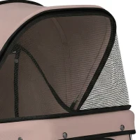 PawHut Poussette pour Chien 4 Roues, Chariot Pliable avec Auvent Réglable, Panier de Rangement, 77x44x102cm, Café(m-12)