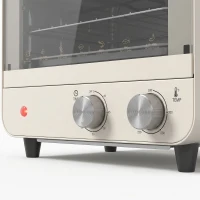 HOMCOM Mini Oven, Small Toaster Oven with Glass Door, Adjustable Temperature and Timer, Accessory Included, 750W, Cream White(m-11)