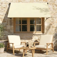 Outsunny Store banne manuel auvent rétractable Inclinaison réglable 150 x 116 cm protection UV aluminium polyester crème(m-2)