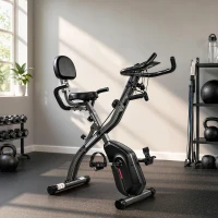 SPORTNOW Vélo d'Appartement Pliable Vélo de Fitness 3 en 1 Silencieux Connecté Kinomap Bluetooth et Zwift 105x53,5x109cm Noir(m-2)